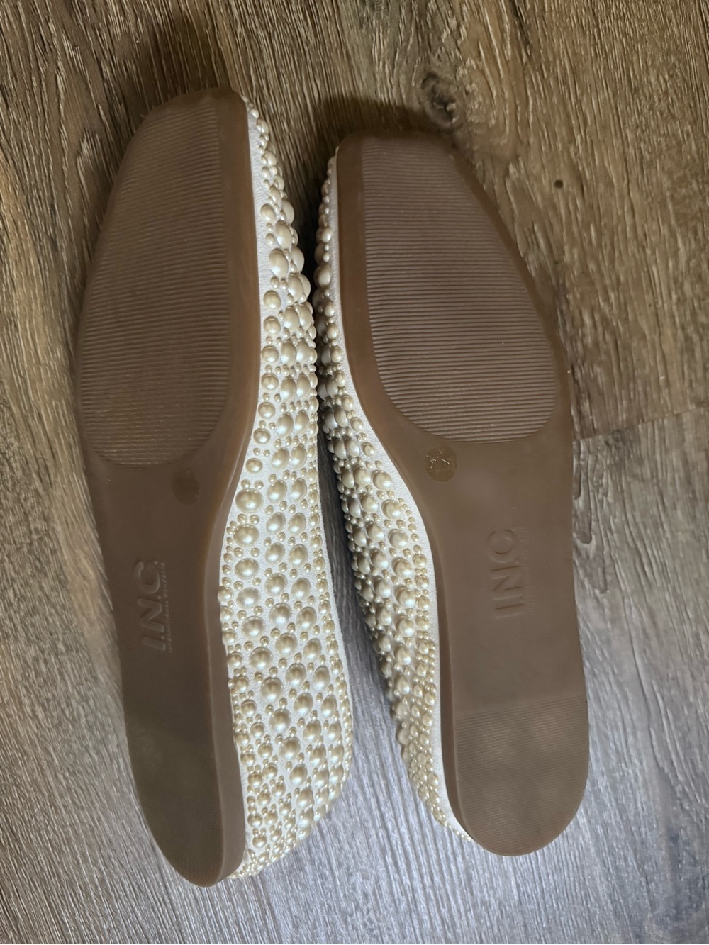 INC International Concepts Pearl-Embellished Ivory Ballet Flats - Picture 3 of 3